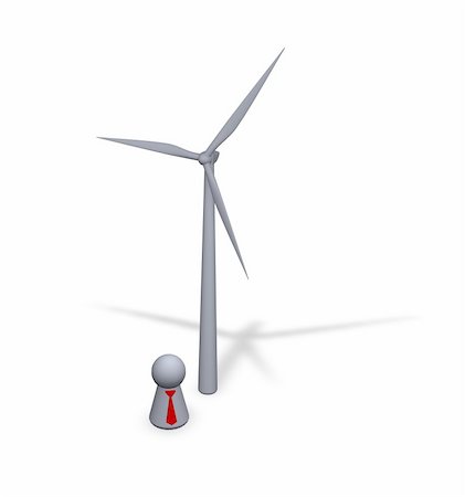 wind turbine and play figure with red tie Stock Photo - Budget Royalty-Free & Subscription, Code: 400-04980024