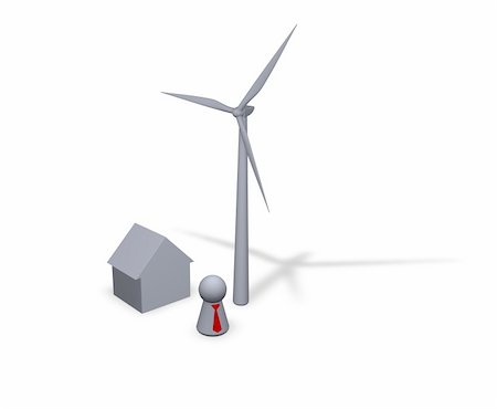 wind turbine, house and play figure with red tie Stock Photo - Budget Royalty-Free & Subscription, Code: 400-04980025