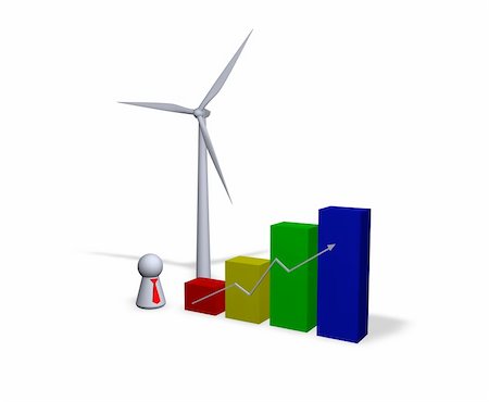 diagram, wind turbine and play figure with red tie Stock Photo - Budget Royalty-Free & Subscription, Code: 400-04980027