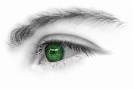 simsearch:400-07974101,k - Woman green eye isolated on white Foto de stock - Royalty-Free Super Valor e Assinatura, Número: 400-04980254