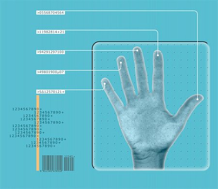 simsearch:632-06317190,k - human hand interfacing with digital technology/having biometric scan Photographie de stock - Aubaine LD & Abonnement, Code: 400-04980527