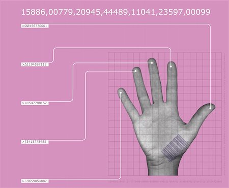 data security screens - human hand interfacing with digital technology/having biometric scan Stock Photo - Budget Royalty-Free & Subscription, Code: 400-04980528