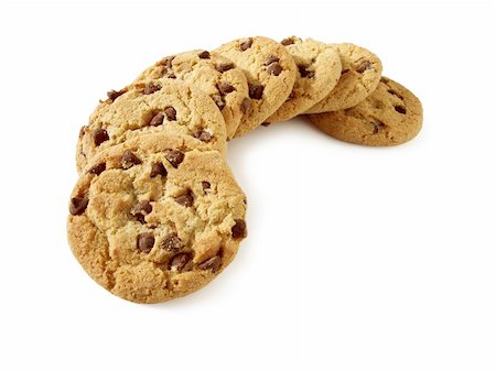 simsearch:400-04637126,k - Chocolate Chip Cookies, natural light. Longer depth of field.  Path included. Foto de stock - Royalty-Free Super Valor e Assinatura, Número: 400-04980611