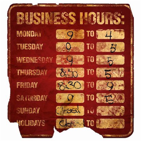 Business Hours sign degraded (with times) Stock Photo - Budget Royalty-Free & Subscription, Code: 400-04980841