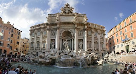 famous statues with horses - Trevi fountain in Rome, Italy. Full panormic view.A baroque masterpiece. 25+ mega pixel Stock Photo - Budget Royalty-Free & Subscription, Code: 400-04980983