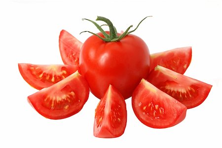 simsearch:400-04753423,k - cut tomato isolated It is isolated on a white background. A ripe vegetable. Photographie de stock - Aubaine LD & Abonnement, Code: 400-04981871