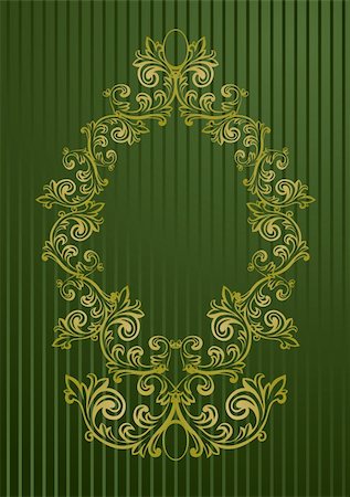 Gold and green vector illustration of an abstract floral frame Stock Photo - Budget Royalty-Free & Subscription, Code: 400-04982199