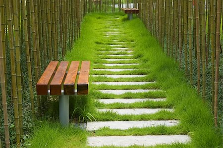 simsearch:400-06892144,k - A stone walkway winding its way through a tranquil garden Stockbilder - Microstock & Abonnement, Bildnummer: 400-04982278