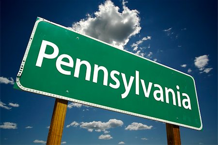 Pennsylvania Road Sign with dramatic clouds and sky. Stock Photo - Budget Royalty-Free & Subscription, Code: 400-04982424
