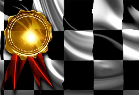 Checkered flag with a gold medal on top Stock Photo - Budget Royalty-Free & Subscription, Code: 400-04982586