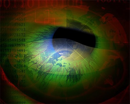 eye laser beam - eye being scanned on a green background Foto de stock - Super Valor sin royalties y Suscripción, Código: 400-04982603