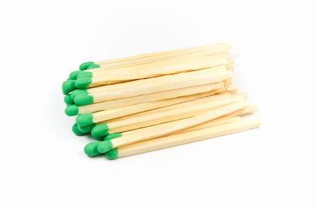 Green wooden matches isolated on white background Stock Photo - Budget Royalty-Free & Subscription, Code: 400-04982803