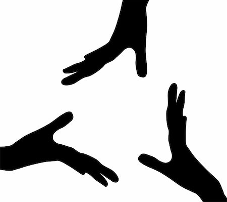silhouette hand grasp - black and white symbols made from hands Photographie de stock - Aubaine LD & Abonnement, Code: 400-04983071