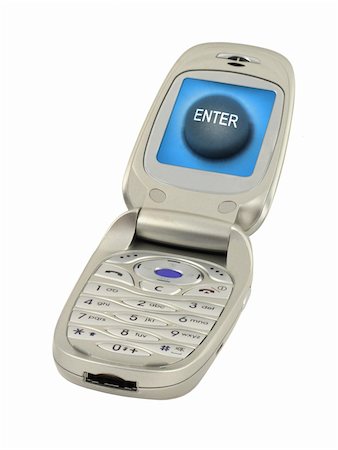 simsearch:400-03992117,k - mobile phone with enter button isolated on pure white background, content on the screen is my property Stock Photo - Budget Royalty-Free & Subscription, Code: 400-04983094