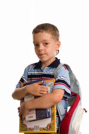 simsearch:400-08429355,k - Schoolboy with books and backpack 1 Photographie de stock - Aubaine LD & Abonnement, Code: 400-04983324