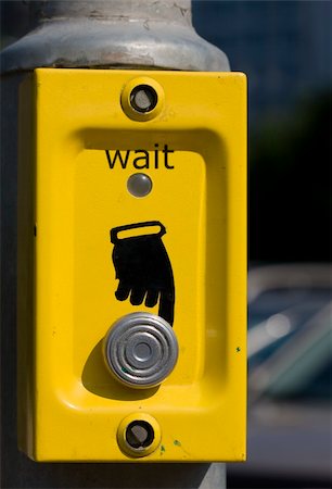 Button of turning of green light for pedestrian Stock Photo - Budget Royalty-Free & Subscription, Code: 400-04983586