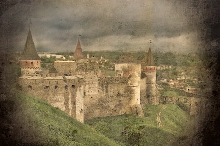 retro-styled old castle shot Stock Photo - Budget Royalty-Free & Subscription, Code: 400-04983833