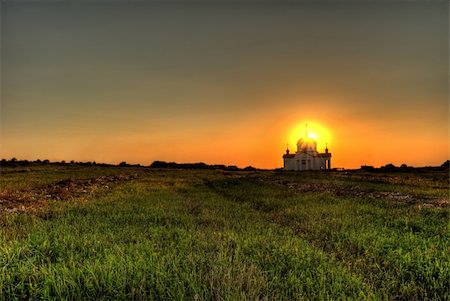 fields gold sunset - Church on sunset. Russian church. Year of construction - 1912 Stock Photo - Budget Royalty-Free & Subscription, Code: 400-04994498