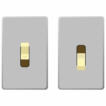 electrician light - Illustration of a light switch in two different positions: on and off Stock Photo - Budget Royalty-Free & Subscription, Code: 400-04994612