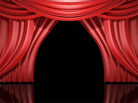 empty stage event - red stage theater drapes open Stock Photo - Budget Royalty-Free & Subscription, Code: 400-04994924