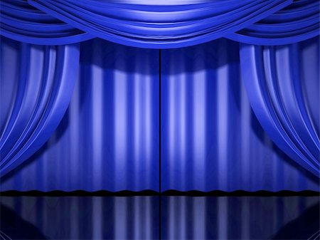 empty stage event - blue stage theater drapes open Stock Photo - Budget Royalty-Free & Subscription, Code: 400-04994926