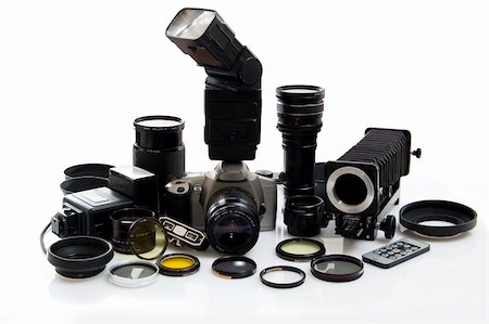 simsearch:400-05664488,k - Photographic equipment isolated on white background. Stock Photo - Budget Royalty-Free & Subscription, Code: 400-04995250