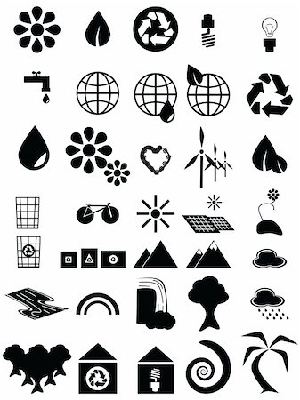 simsearch:400-04823686,k - Illustration set of 35 environmental icons in black and white Photographie de stock - Aubaine LD & Abonnement, Code: 400-04995330