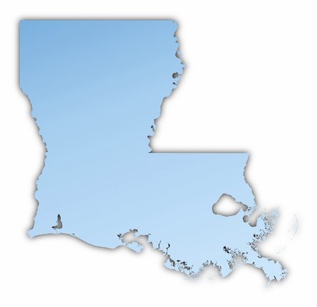 Louisiana(USA) map light blue map with shadow. High resolution. Mercator projection. Stock Photo - Budget Royalty-Free & Subscription, Code: 400-04995478