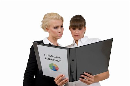 stylish woman snapshot - businessladies with financial report on isolated background Stock Photo - Budget Royalty-Free & Subscription, Code: 400-04995939