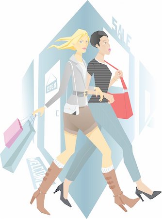 simsearch:400-04160265,k - Two Girls Shopping Together Stock Photo - Budget Royalty-Free & Subscription, Code: 400-04996081