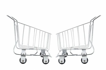 Miniature Shopping Trolleys on White Background Foto de stock - Super Valor sin royalties y Suscripción, Código: 400-04996177