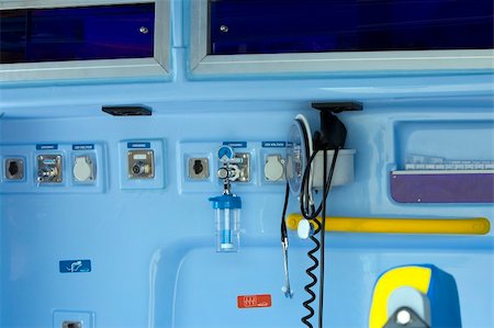 medical ambulance interior details with emergency equipement Stock Photo - Budget Royalty-Free & Subscription, Code: 400-04996324