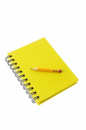 simsearch:400-05289536,k - Short Pencil on Note Book on White Background Stock Photo - Budget Royalty-Free & Subscription, Code: 400-04996595