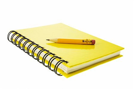 simsearch:400-05289536,k - Short Pencil on Note Book on White Background Stock Photo - Budget Royalty-Free & Subscription, Code: 400-04996596