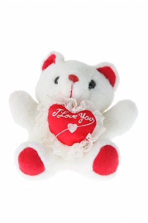 simsearch:400-04996602,k - Teddy Bear with Love Heart on White Background Photographie de stock - Aubaine LD & Abonnement, Code: 400-04996601