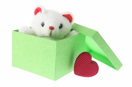 simsearch:400-04996602,k - Teddy Bear in Gift Box on White Background Stock Photo - Budget Royalty-Free & Subscription, Code: 400-04996603