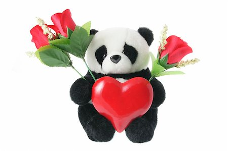 simsearch:400-04996602,k - Panda Soft Toy with Love Heart on White Background Photographie de stock - Aubaine LD & Abonnement, Code: 400-04996629