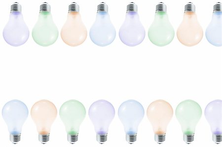 simsearch:400-04774950,k - Colour Light Bulbs with Copy Space on White Background Photographie de stock - Aubaine LD & Abonnement, Code: 400-04996638