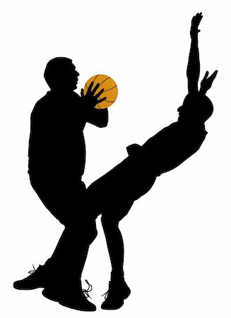 simsearch:400-06102709,k - Illustration of a basketball offense on isolated white background. In EPS vector file silhouette of offensive player can be separated object. Stockbilder - Microstock & Abonnement, Bildnummer: 400-04996679