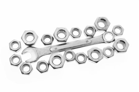 simsearch:400-04996705,k - Spanner and Nuts on White Background Photographie de stock - Aubaine LD & Abonnement, Code: 400-04996697