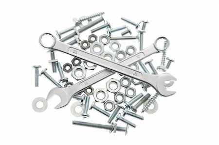 simsearch:400-05290222,k - Spanners, Nuts and Bolts on white Background Photographie de stock - Aubaine LD & Abonnement, Code: 400-04996702