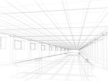 simsearch:400-06483447,k - 3d abstract sketch of an interior of a public building Stock Photo - Budget Royalty-Free & Subscription, Code: 400-04996875