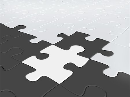 puzzle piece black background - 3d puzzles of black and white color Stock Photo - Budget Royalty-Free & Subscription, Code: 400-04996899