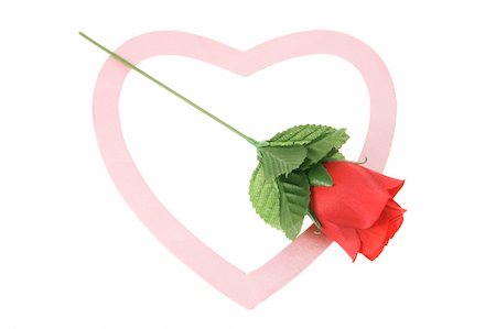 simsearch:400-04996602,k - Red Rose and Love Heart on White Background Photographie de stock - Aubaine LD & Abonnement, Code: 400-04996931