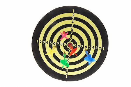 Darts on Dart Board on White Background Stock Photo - Budget Royalty-Free & Subscription, Code: 400-04997009