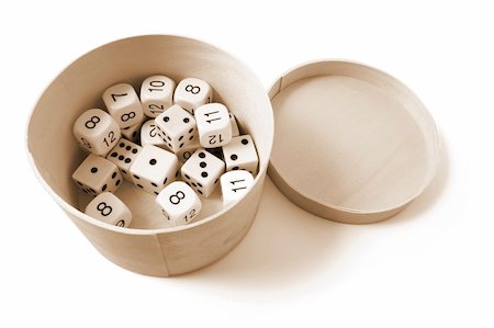 simsearch:400-07775500,k - Dice in Box on Isolated White Background Stock Photo - Budget Royalty-Free & Subscription, Code: 400-04997086