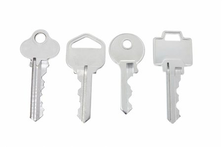 simsearch:400-05290222,k - Four Keys isolated on White Background Photographie de stock - Aubaine LD & Abonnement, Code: 400-04997120