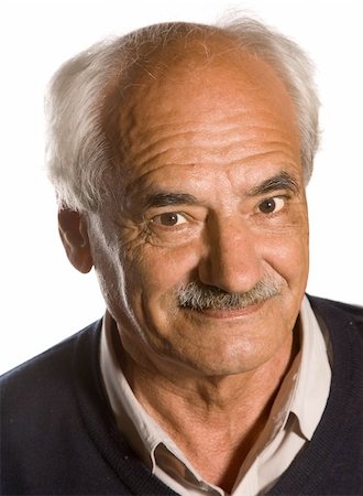 Elderly senior with mustache on white background Foto de stock - Super Valor sin royalties y Suscripción, Código: 400-04997234