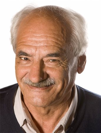 Elderly senior with mustache on white background Foto de stock - Super Valor sin royalties y Suscripción, Código: 400-04997235