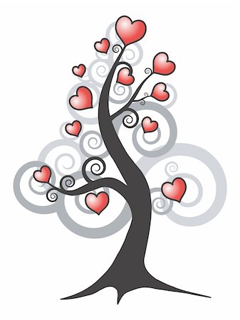 abstract tree and love hearts Stock Photo - Budget Royalty-Free & Subscription, Code: 400-04997233